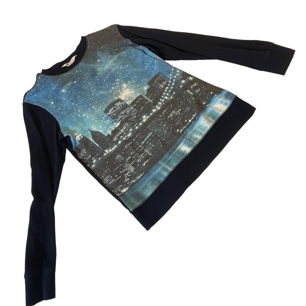 H&M Boys' Long Sleeve Skyline Print Shirt Size 12-14Y Cotton & Polyester Blend N